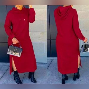 Women fall winter hooded long sleeves casual dress